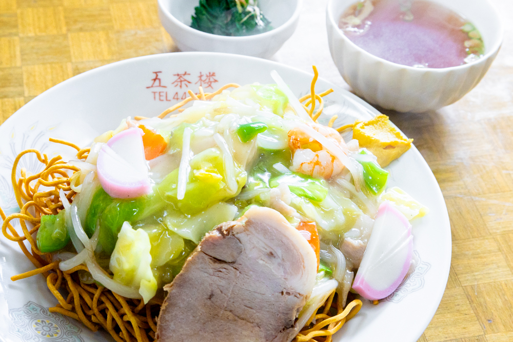 昭和レトロ 五目かた焼きそば 食品サンプル 直径約26cm 町中華 中華料理店